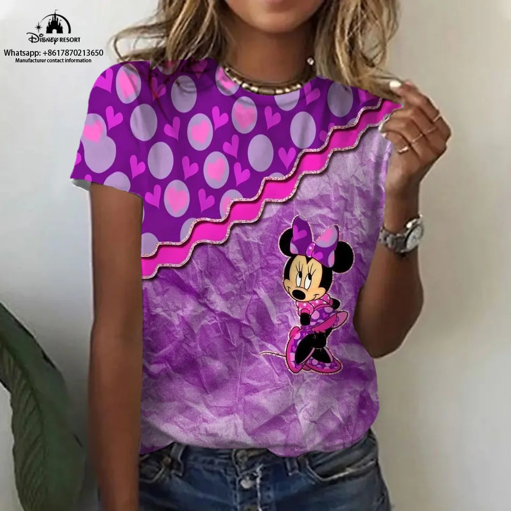 Kleidung T-Shirts Mickey Minnie Cartoon Kurzarm T-Shirts Sommer mode Damen Tops niedlichen Kurzarm bedruckte T-Shirts