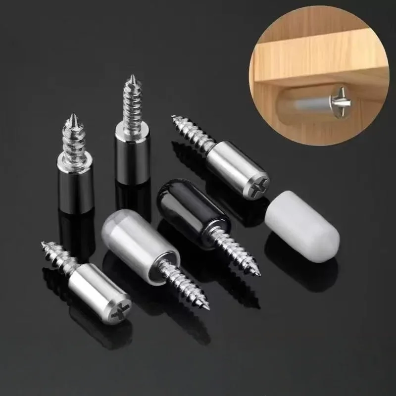 10 pcs Laminate Support Homemade Wardrobe Cabinet Glass Hard Nonslip Partition Nail Cross Self-tapping Screw with Rubber Sleeve