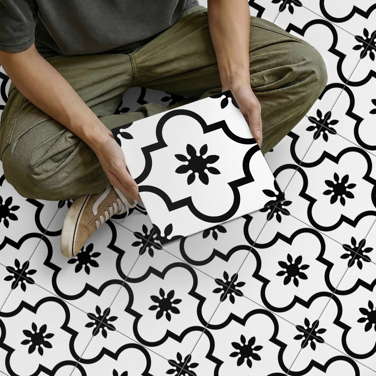 

Thick frosted matte waterproof self-adhesive tile sticker suitable for kitchen, bathroom, wall and floor decoration stickers