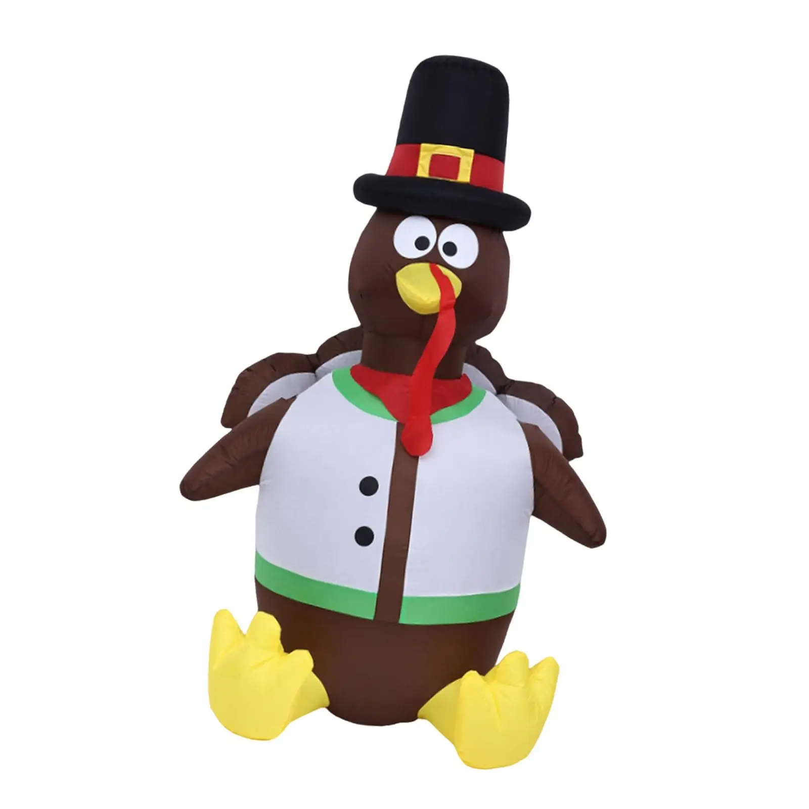 Colorful LED Sitting Turkey Inflatable PVC Model Festive Decoration for Autumn Thanksgiving Outdoor Lawn Yard