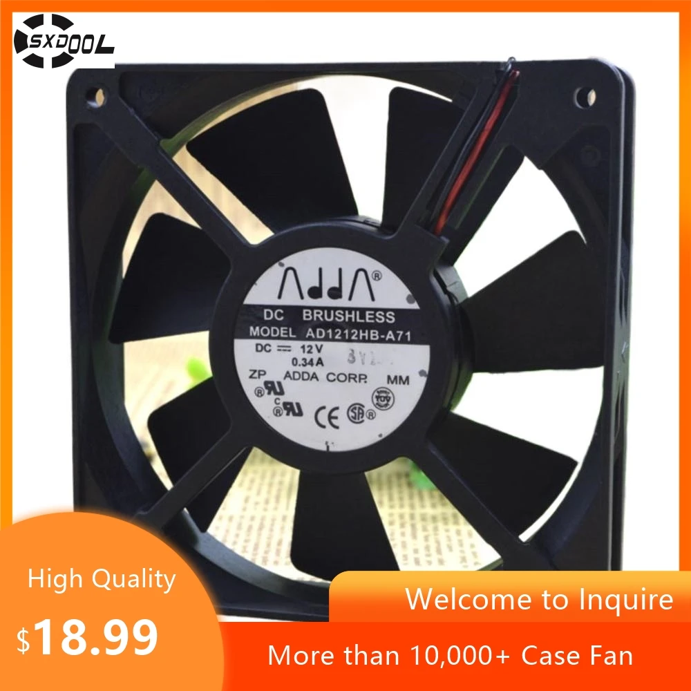 

12025 120mm Case Fan For ADDA AD1212HB-A71 120x120x25mm 12V 0.34A Dual Ball 2200RPM 87.8CFM PC Case Fan