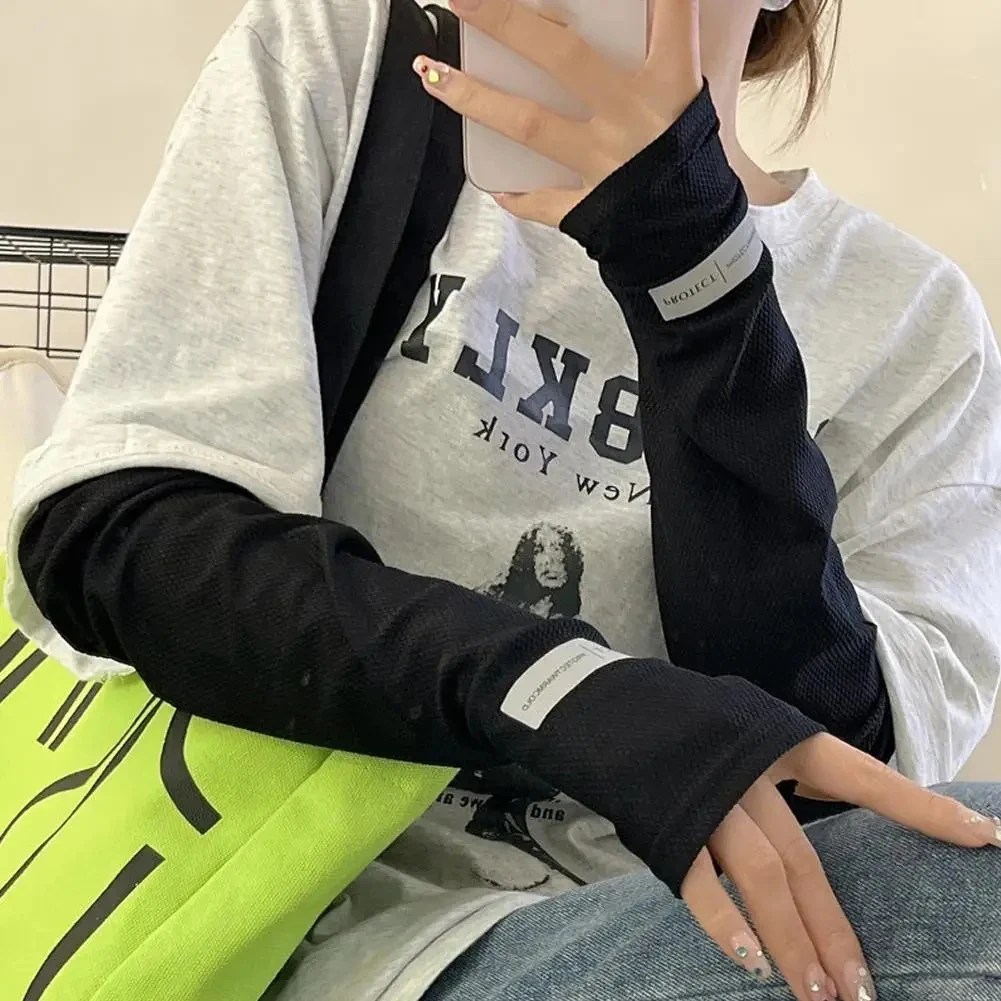 Unisex Sun-Protective Sleeves Breathable Arm Warmer Ice Silk For A Cool & Relaxed Feel Stretch Solid Color Oversleeve