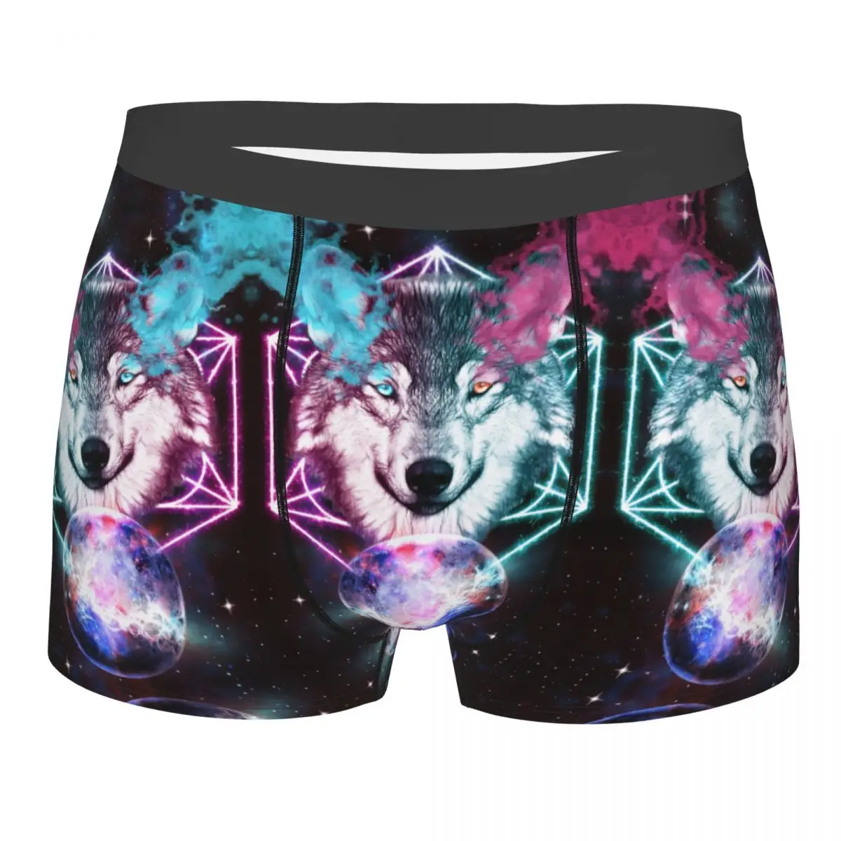 Animal Arts Wolf Nebula Celestial Underpants Cotton Panties Men\'s Underwear Print Shorts Boxer Briefs