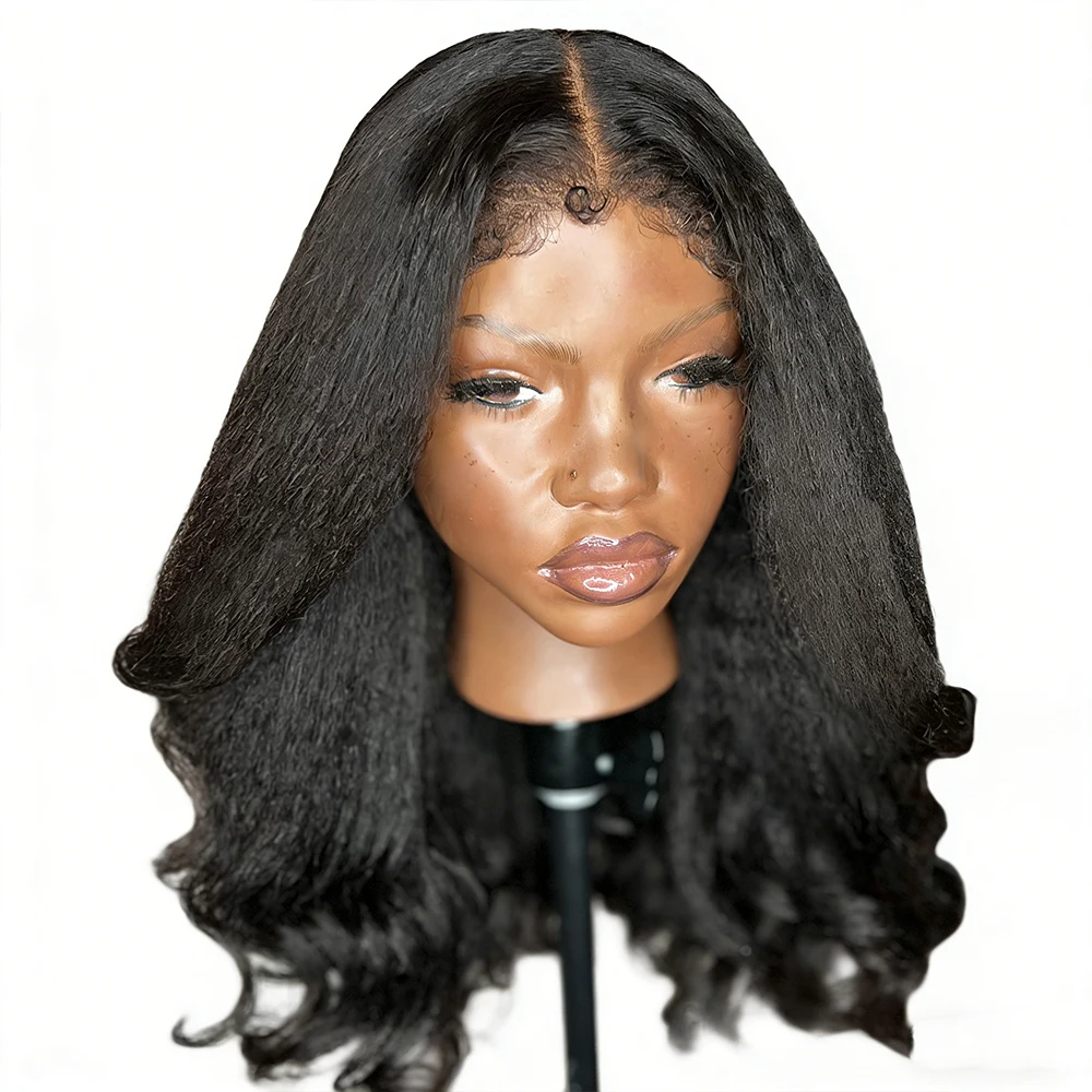 Kinky Straight Lace Front pruik van echt haar, 13x4 voorgeplukt, 13x6 losse golf pruik met 4B randen, Braziliaanse pruiken voor vrouwen, 250 density - afbeelding 2