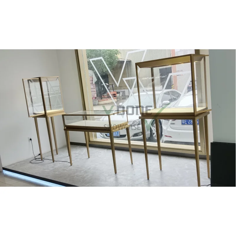 [Customized]High End Luxury Golden Jewelry Display Showcase Jewellery Shop Interior Design Jewelry cabinet