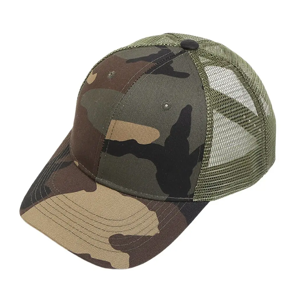 Tactical Army Green Trucker Hat Men\'s Camo Jungle Mesh Cap Cool Baseball Cap Adjustable