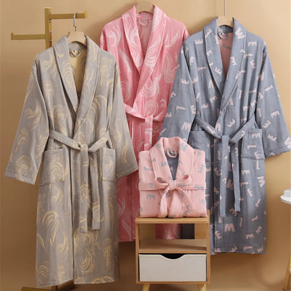 Autumn Winter Cotton Four Layer Gauze Bathrobe Home Clothing Couples Japanese Style Kimono Robe Pajama