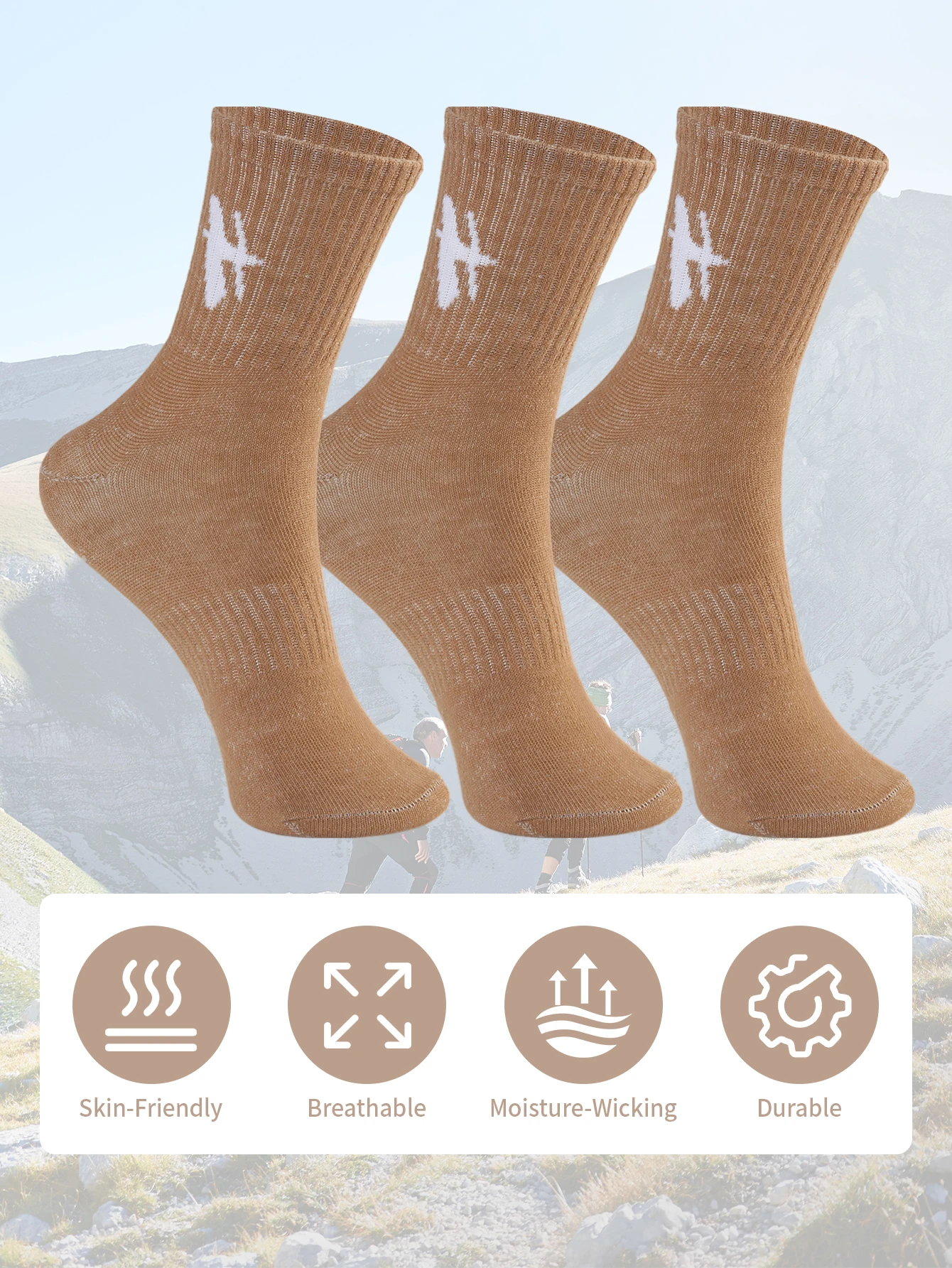 Seis pares de meias femininas de cano médio da moda letra H