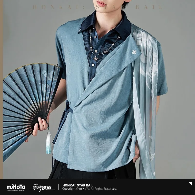 

[Genuine] Game Honkai Star Rail Feixiao Theme Impression Short-sleeve Shirt Anime Cosplay Costumes Women's Casual T-Shirt 3XL