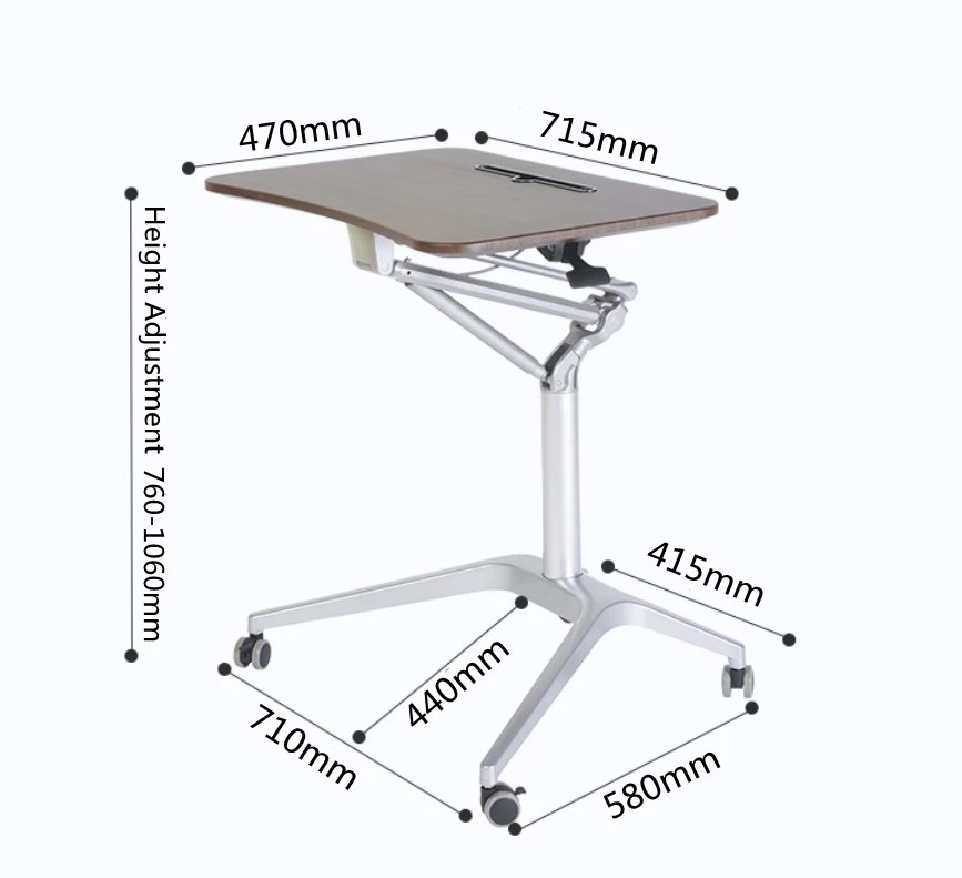 Mobile work station adjustable gas spring lift sit stand office Desk for home,school or compact space