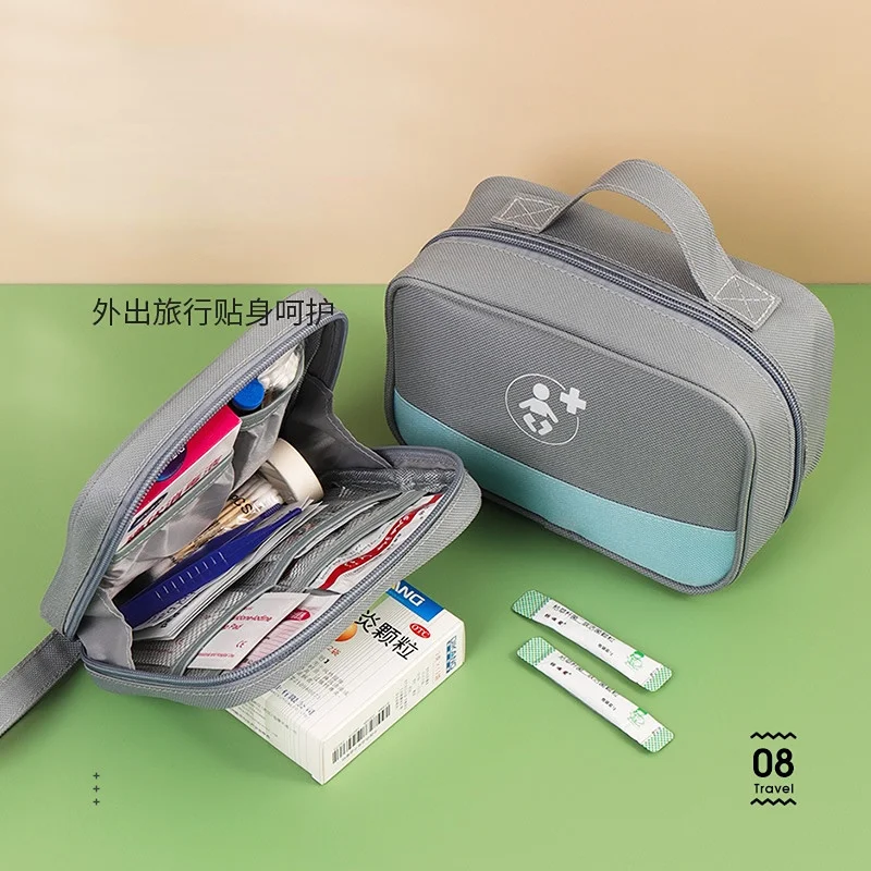 Bolsa de almacenamiento de medicamentos portátil de viaje, Kit de primeros auxilios para acampar al aire libre, estuche médico de emergencia, accesorios, suministros