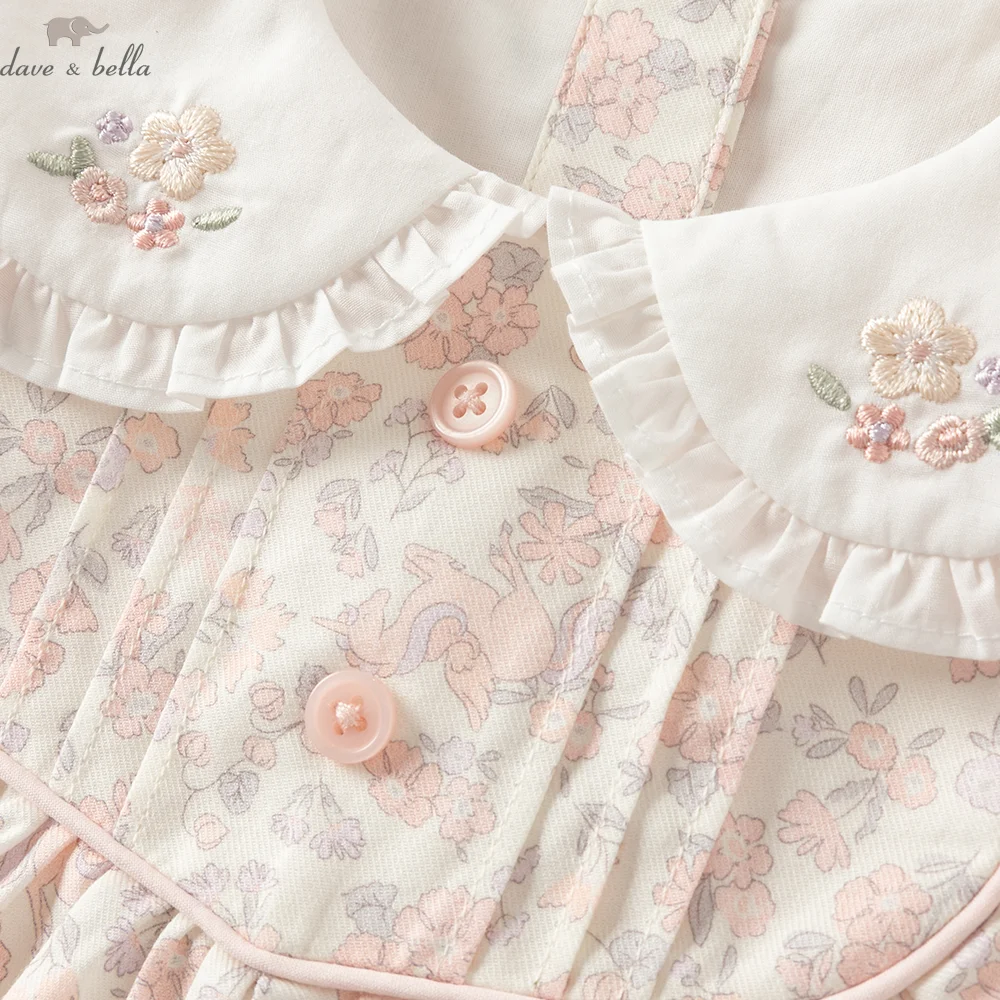 Dave Bella Junior Girls' Clothing School Blouse Autumn Spring Young Children Top And Shirt Cute Ruffle Collar Buttoned DB3262686