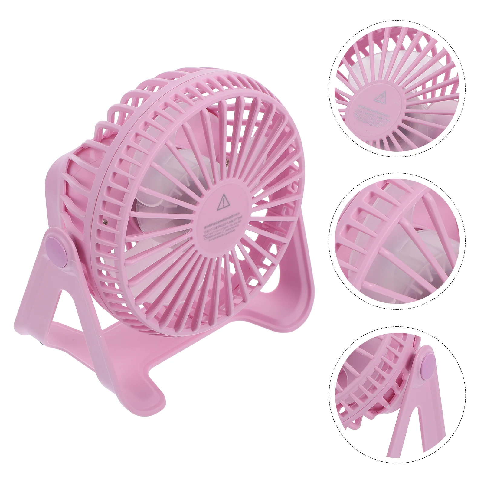 Tragbarer Tischventilator, zarter USB-Ventilator, praktischer Luftventilator, leiser Miniatur-Ventilator für Wohnheim, Zuhause, Büro, Zimmer (Rosa)