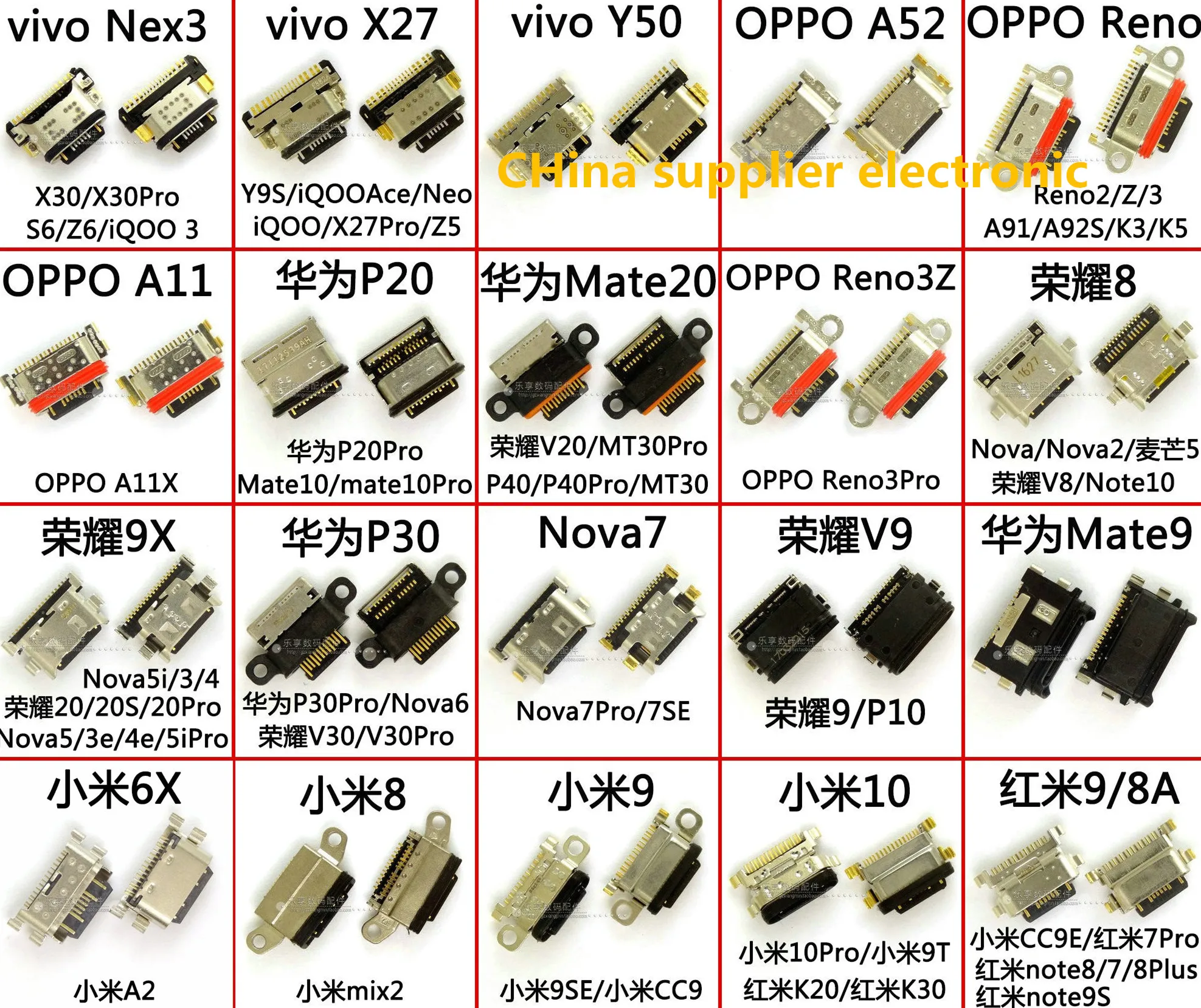 Types Universal Micro USB Charging Port With Box and Label for Huawei/Oppo/Vivo/Xiaomi Most Android phone