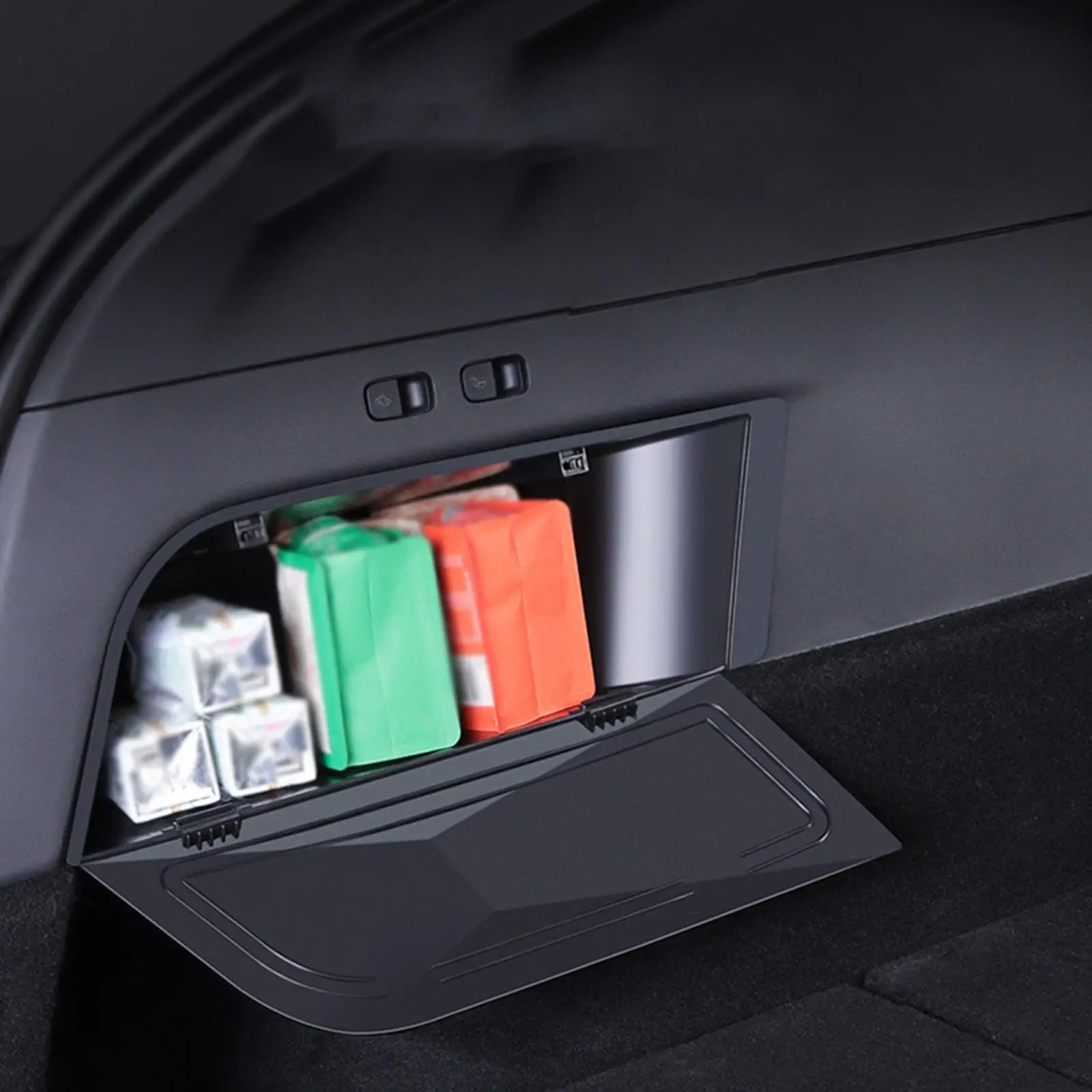 Trunk Side Upper Storage Box with Lid Anti Slip Easy Installation for Model Y