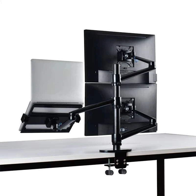 Adjustable Computer Monitor Desk Mount Swivel Stand Desktop Rotating Monitor Arm with Laptop Tray