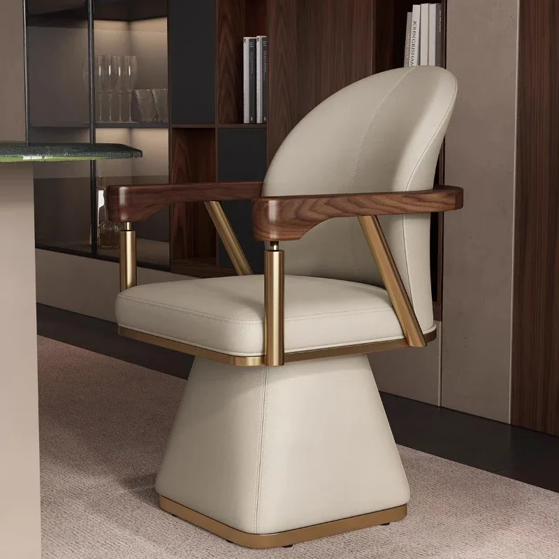 Light luxury tea room master position leather swivel chair designer multi-functional 360 degree swivel chair book chair