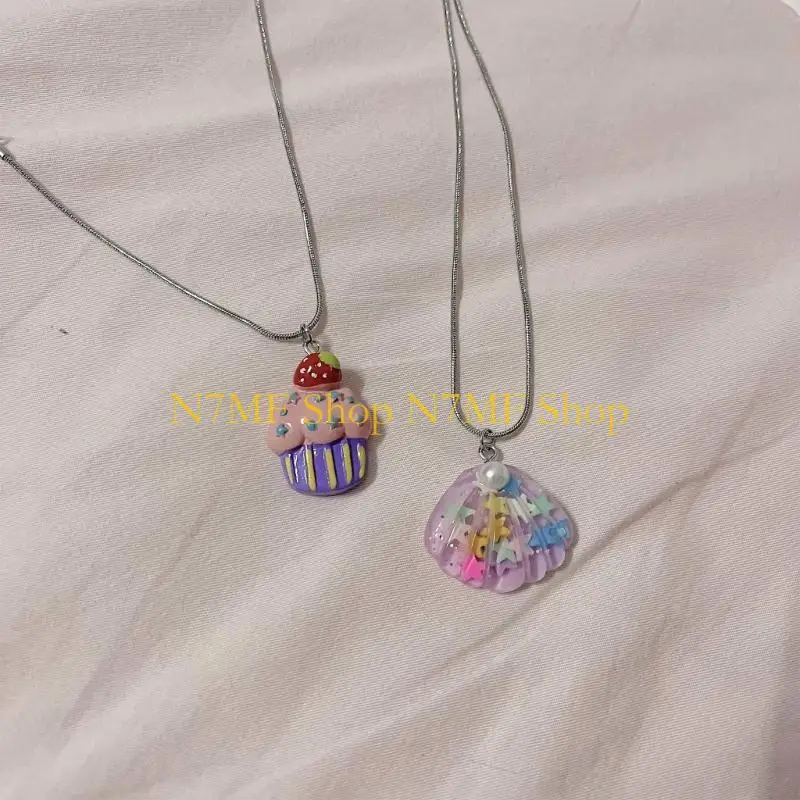N7MF Chain Necklaces Shell Pendant Choker Suitable for Wedding Party Daily Wear