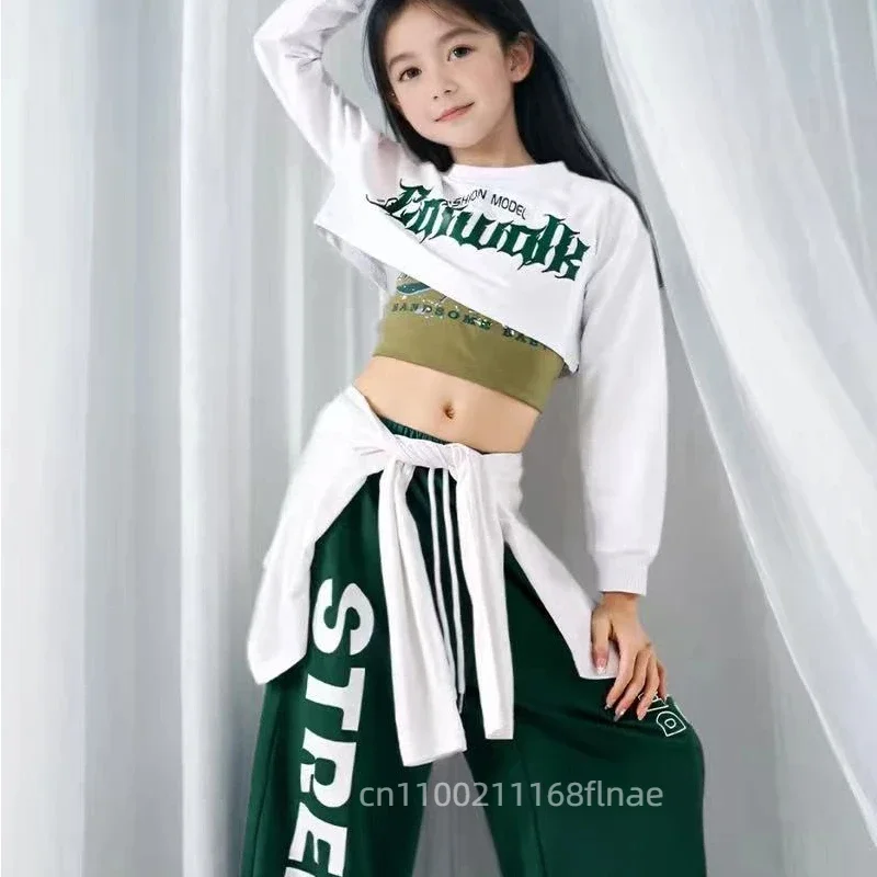 Jazz-Tanz-Übungskleidung für Mädchen, Westen, Performance-Kleidung, Jazz-Hoodies für Kinder, Street-Dance-Kostüme für Kinder