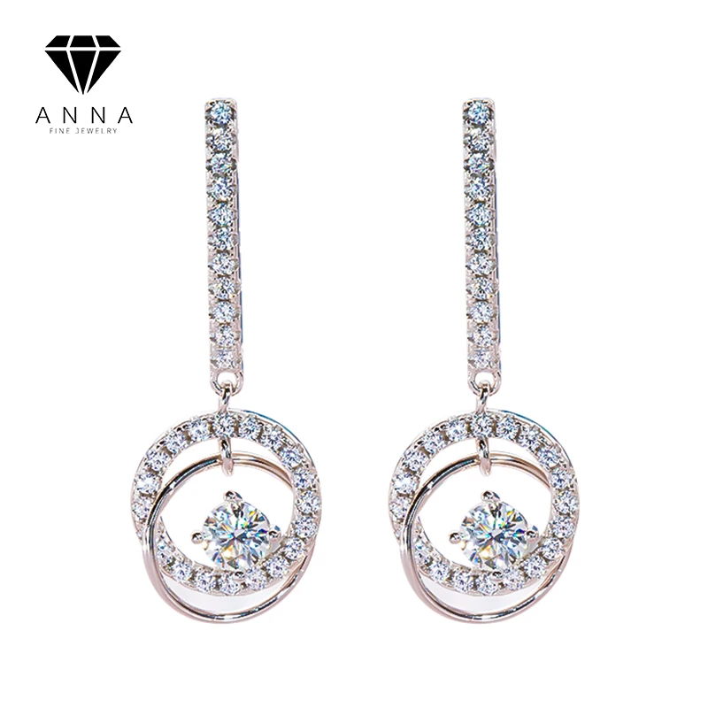 

D Color VVS1 Moissanite Diamond 925 Sterling Silver Platinum Plated Drop Earrings For Women Sparkling Anniversary Fine Jewelry