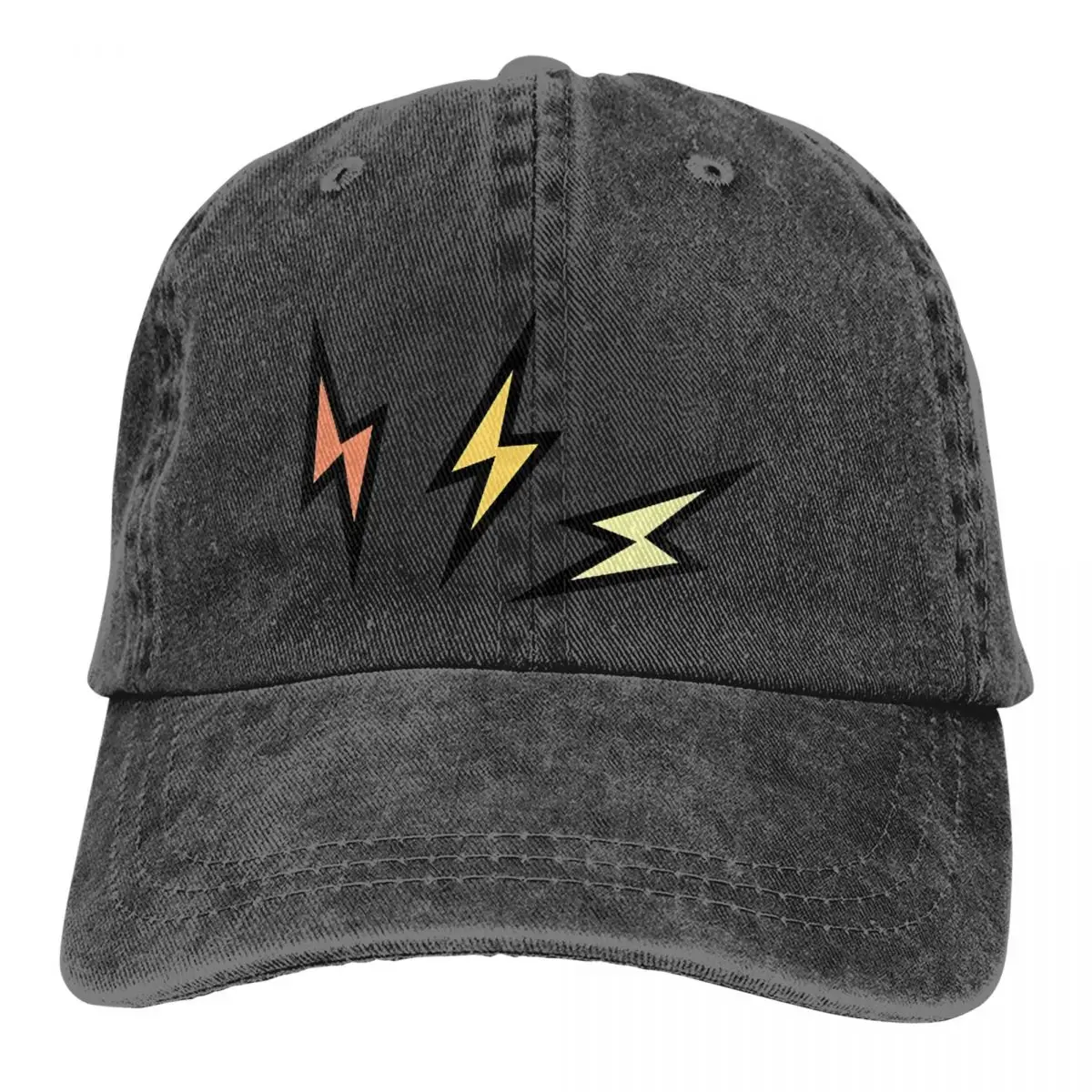 

Washed Men's Baseball Cap Triple Lightning Zap Trucker Snapback Caps Dad Hat Golf Hats
