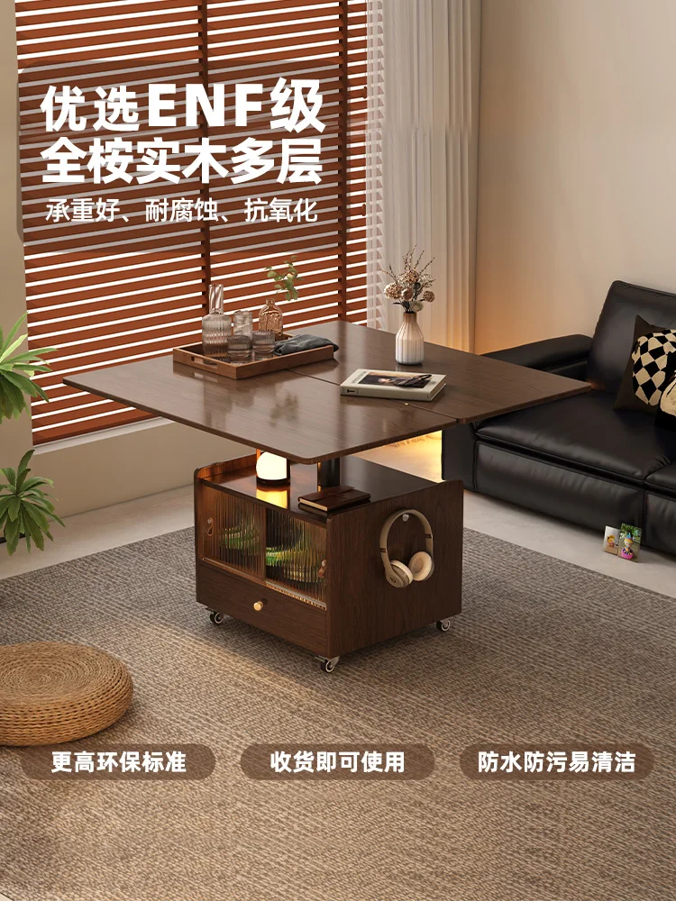 Carrinho de estilo medieval, mesa de centro removível, sofá, armário lateral, retrô, pequeno, apartamento, sala de estar, rack de elevação