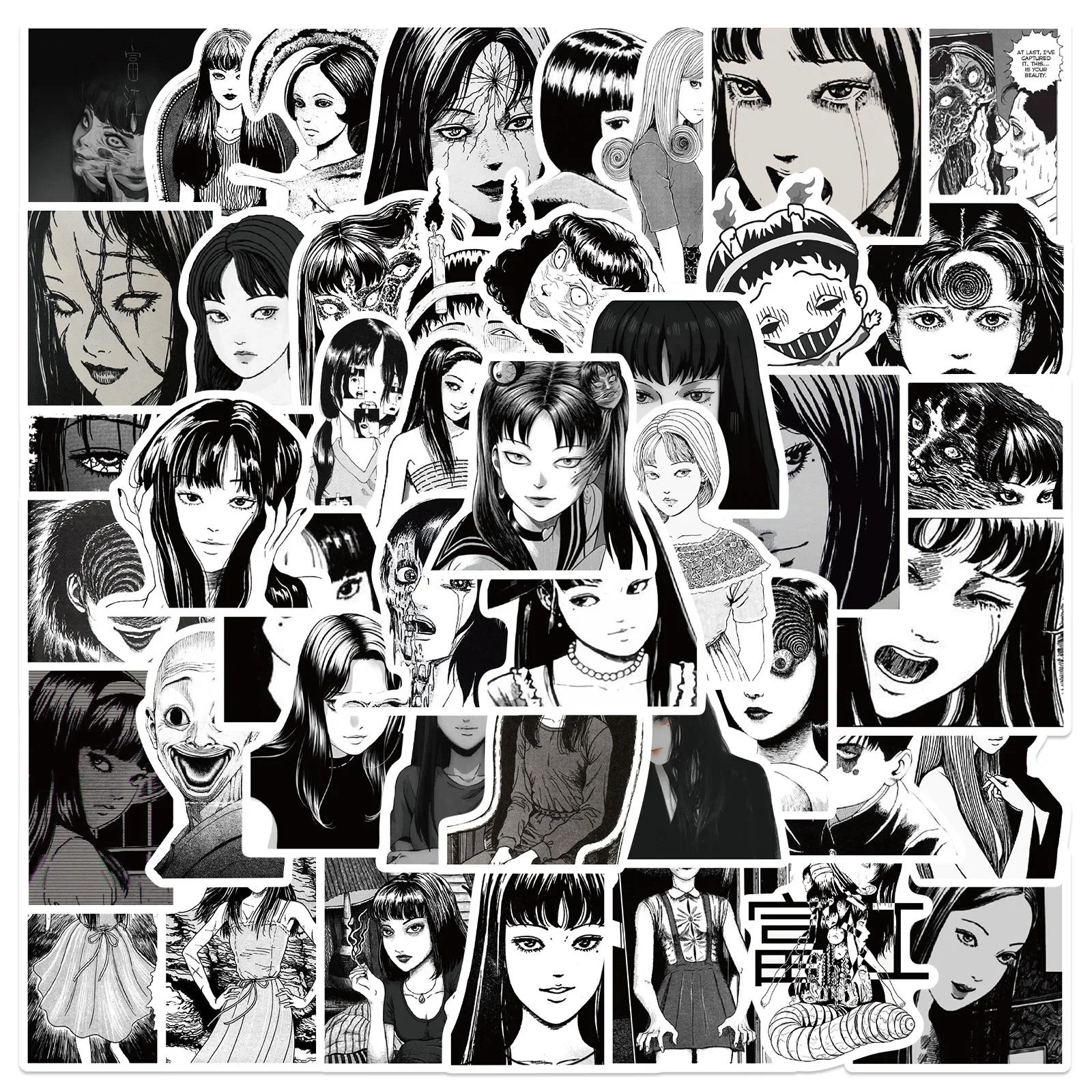 

50pcs Beautiful bad womanJunji Ito Horror series graffiti stickers are suitable for helmet desktop wall decoration DIY stickers