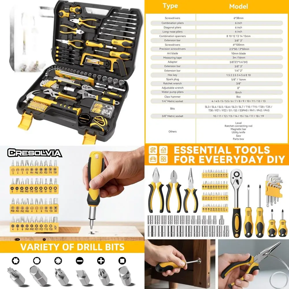199-Piece Comprehensive Home & Auto Repair Tool Set with Plastic Storage Case for DIY Projects