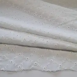 100% Cotton Lace Floral Embroidery White Breathable DIY Clothing Shirt Skirt Sewing Material