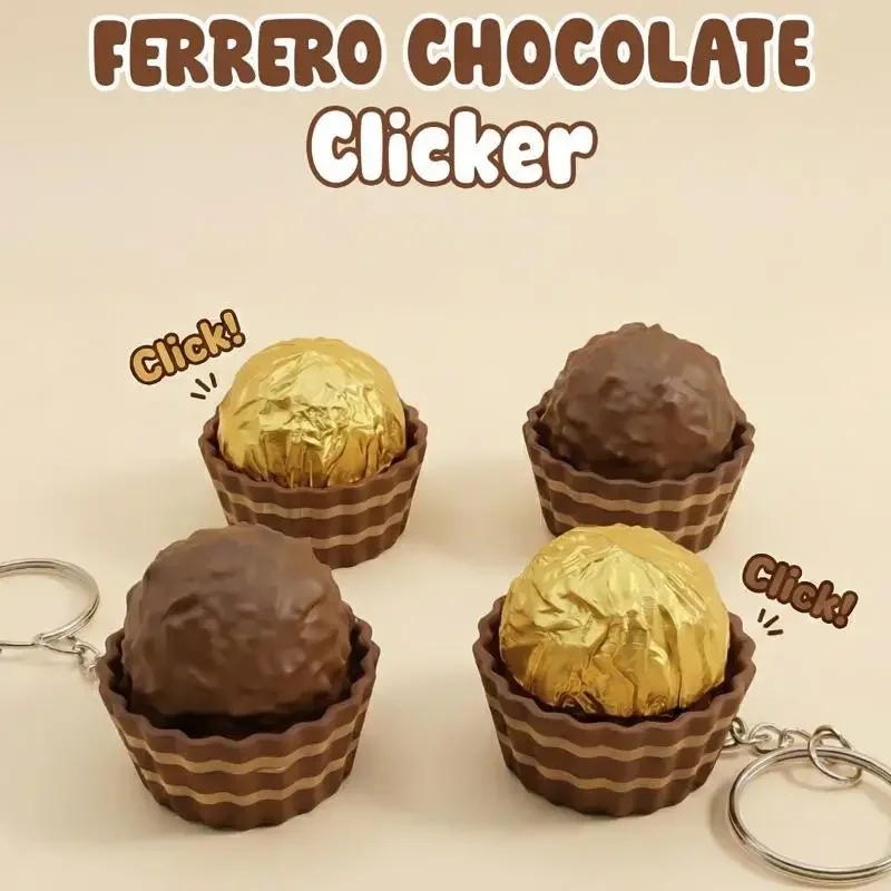 3D Simulated Chocolate Keyboard Keychain – Push-Click Fidget Toy for Stress Relief, Sensory Gift for Kids & Adults