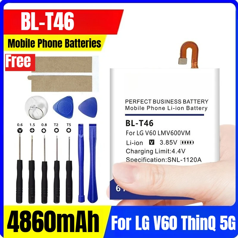 

4860mAh BL-T46 Mobile Phone Batteries for LG V60 ThinQ 5G LMV600VM V600VM V600QM5+Tools