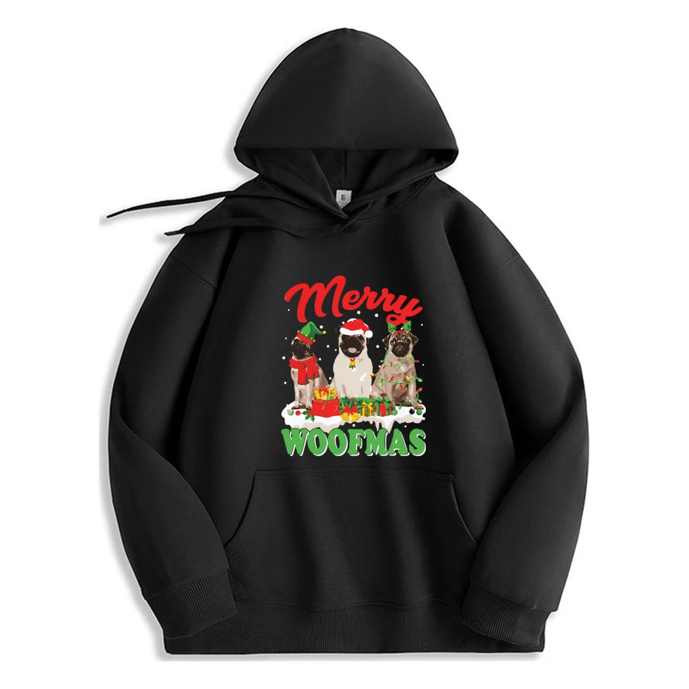 

Merry Woofmas Christmas Funny Dog Graphic Hoodie Streetwear Tops Men Oversized Sweatshirt For Men
