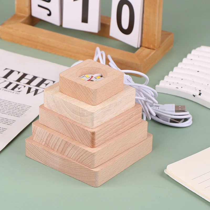 5/6/7/8/9/10 سنتيمتر Led مصباح الخشب الصلب مربع ليلة ضوء Usb مصابيح حامل أضواء ذاتية الصنع حامل سطح المكتب الحلي مصباح للزينة