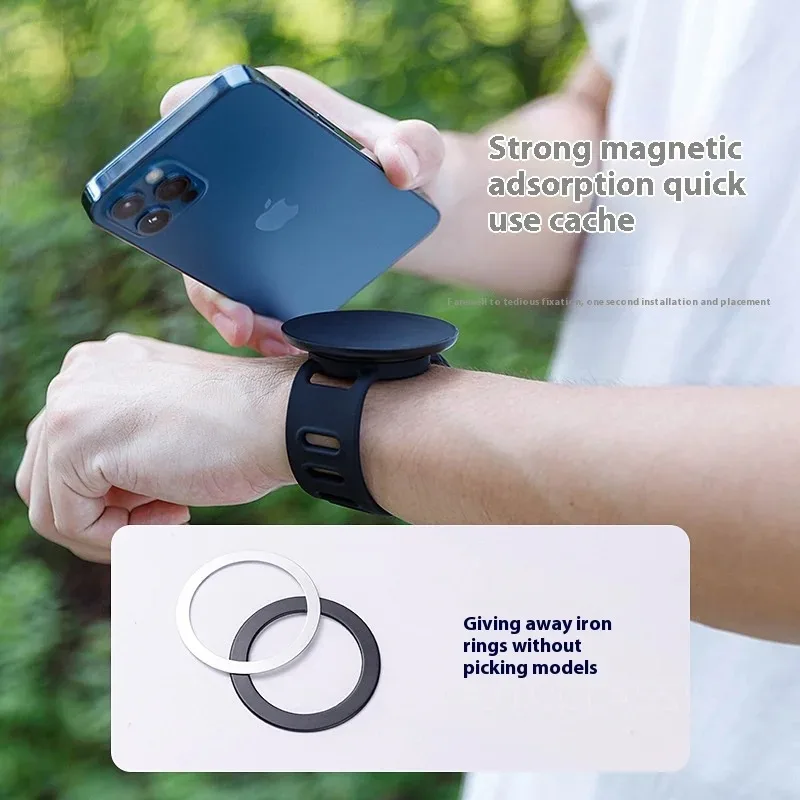 Portable Magnetic Phone Stand Wristband for Cycling Fitness Outdoor Use Lazy Arm Mount for Smartphones