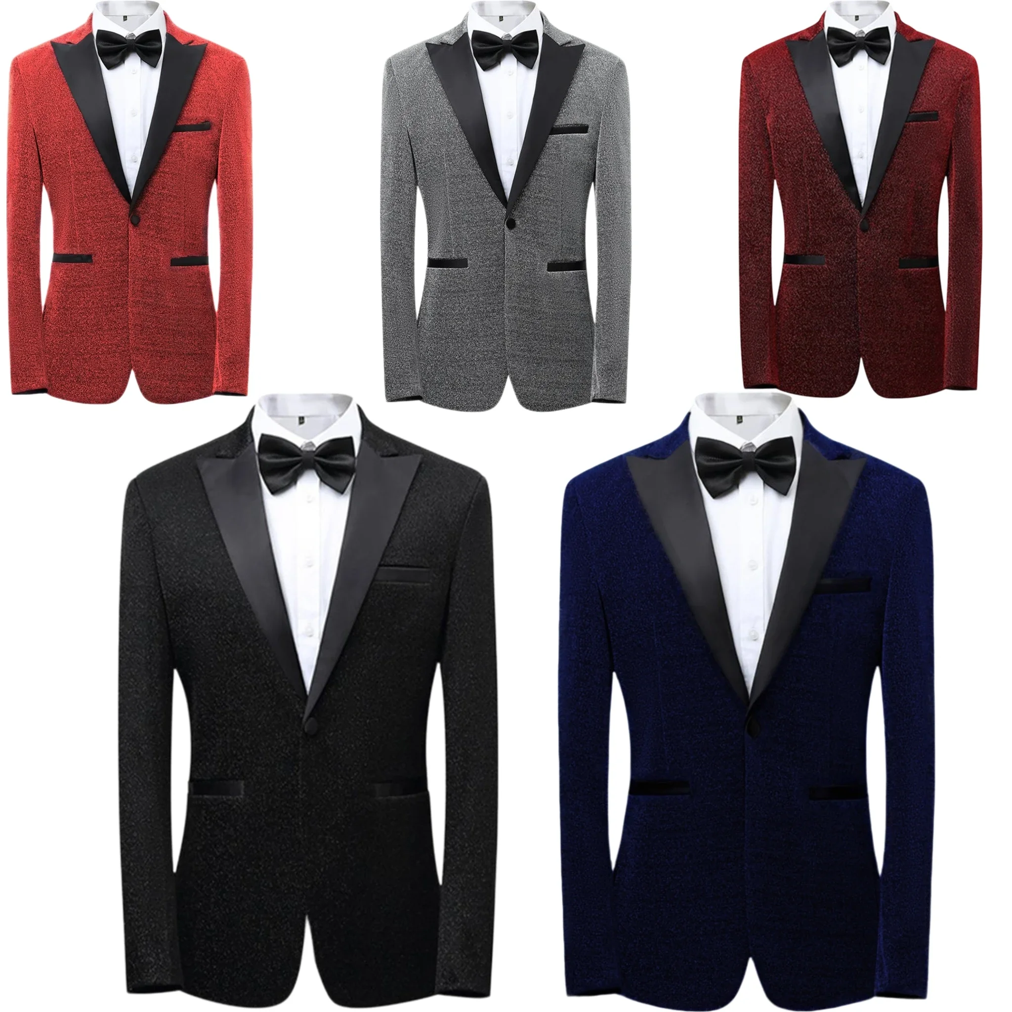 Bright silk suit for men，high-quality wedding art ，Creative design ，One-Button gun lapel Fitted Suit Blazer，Banquet