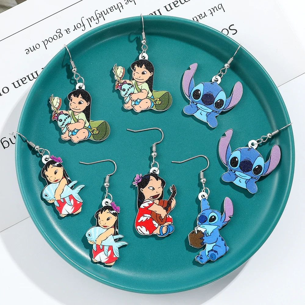 Disney Lilo Stitch Cute Stitch Earrings Anime Cartoon Lilo Pelekai Earrings Fashion Creative Earrings Friends Gift