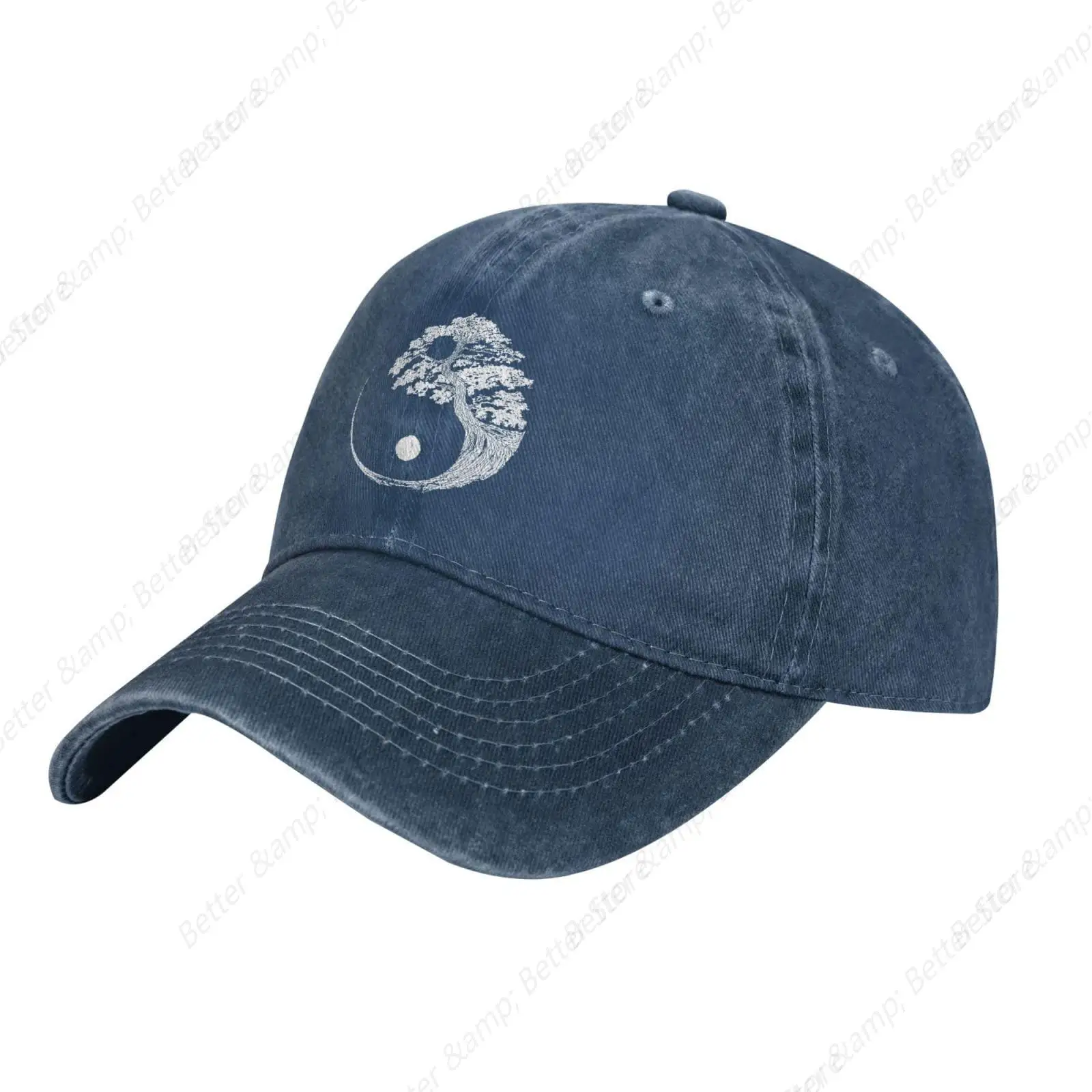 Buddha Yin Yang Vintage Washed Denim Baseball Cap Adjustable Dad Hats Gift for Men Women