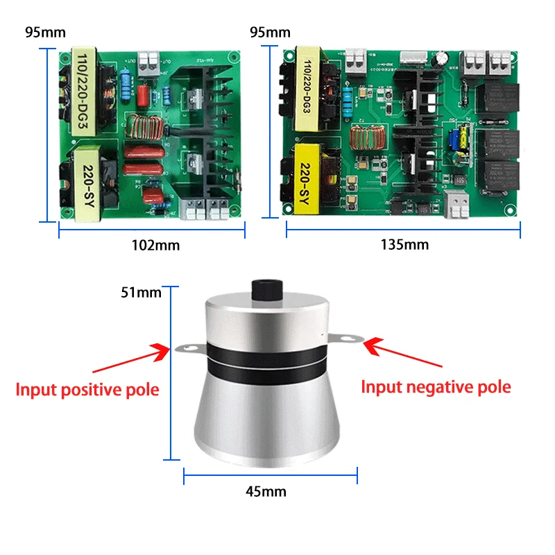 Limpiador ultrasónico, Kit de placas de controlador PCB, placa de circuito con transductor ultrasónico de 40KHz