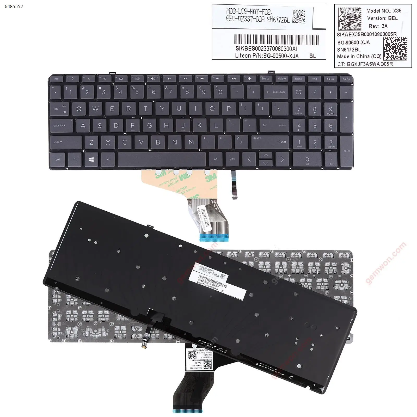 US Laptop Keyboard for HP Spectre X360 15-Ch 15-Ch000 Black with Backlit