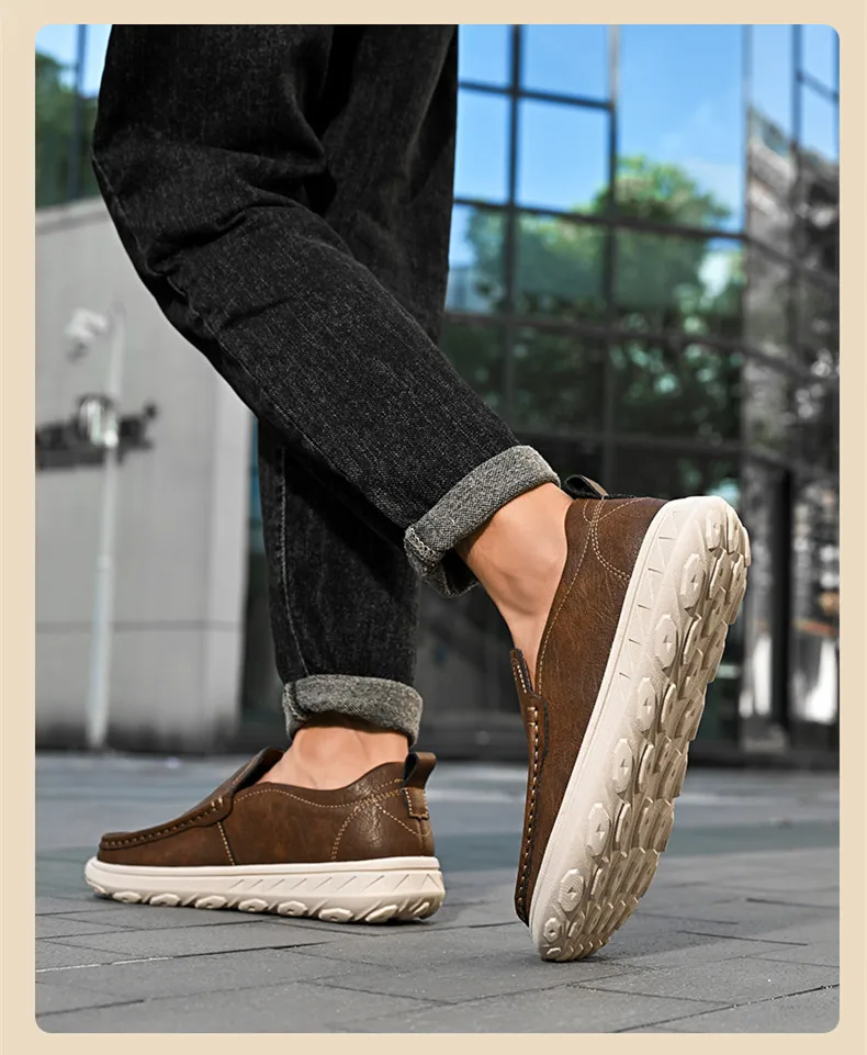 Neue Leder männer Müßiggänger Luxus Männer Casual Schuhe Mode Leichte Fahren Schuhe Atmungsaktive herren Schuhe Handgemachte Flache Schuhe – Detail 4