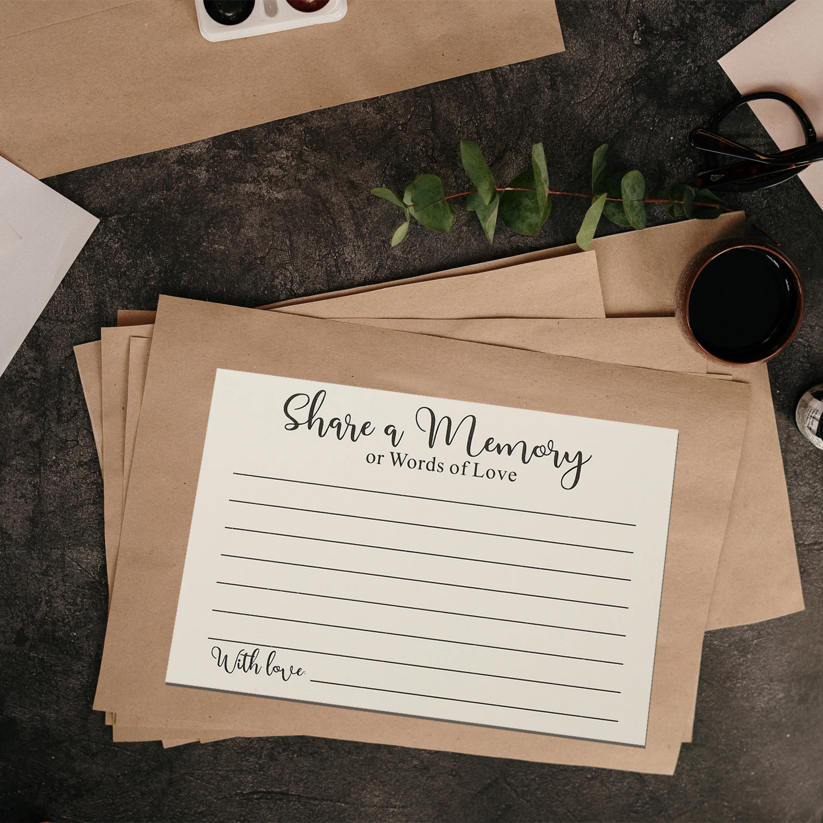 

1pcs 50 Sheets Envelope Cards Bereavement Memorial Party Supplies Celebration Accessories Memory Writing Cards Thick Material
