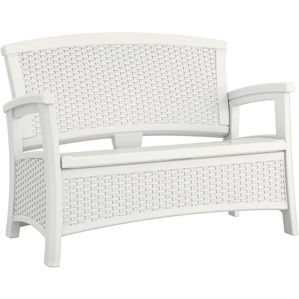 

Elements Stylish Lightweight Loveseat Outdoor Seating with Convenient Built In Universal Storage, and All Weather Plastic