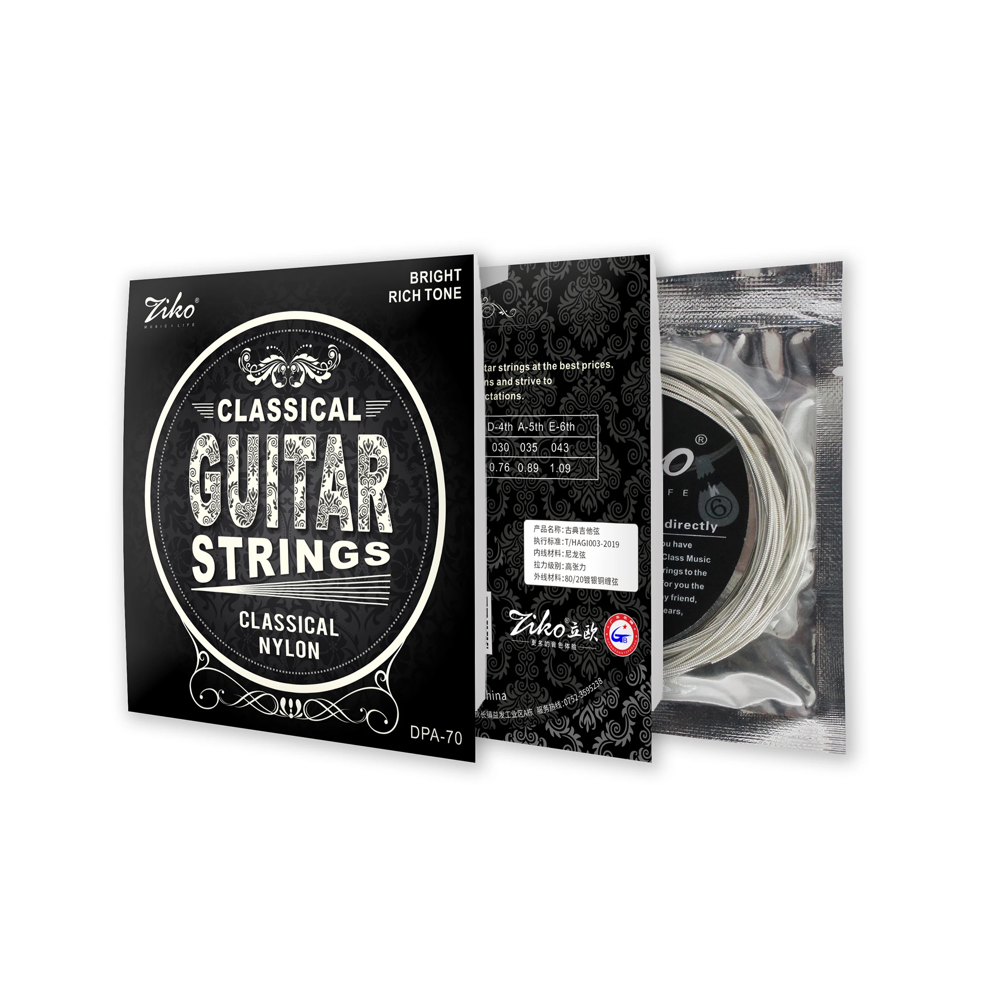 

ZIKO DPA-70 Classical Guitar Strings Set Transparent Nylon Core Silver Plated Wound Guitarra Strings Guitar Parts & Accessories