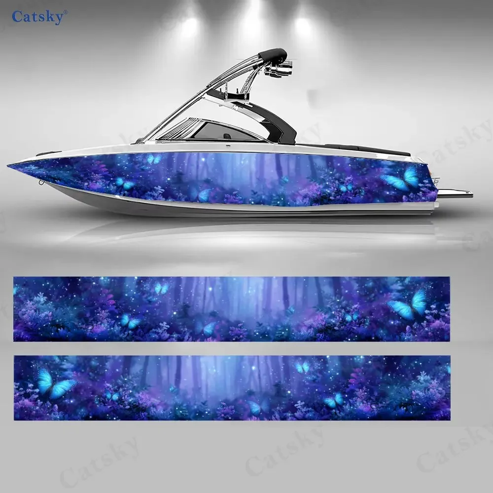 Colorful Blue-purple Butterfly Forest Dreamy Boat Sticker Vinyl Ship Pontoon Deck Boat Fishing Decorative Pontoon Boats Decal