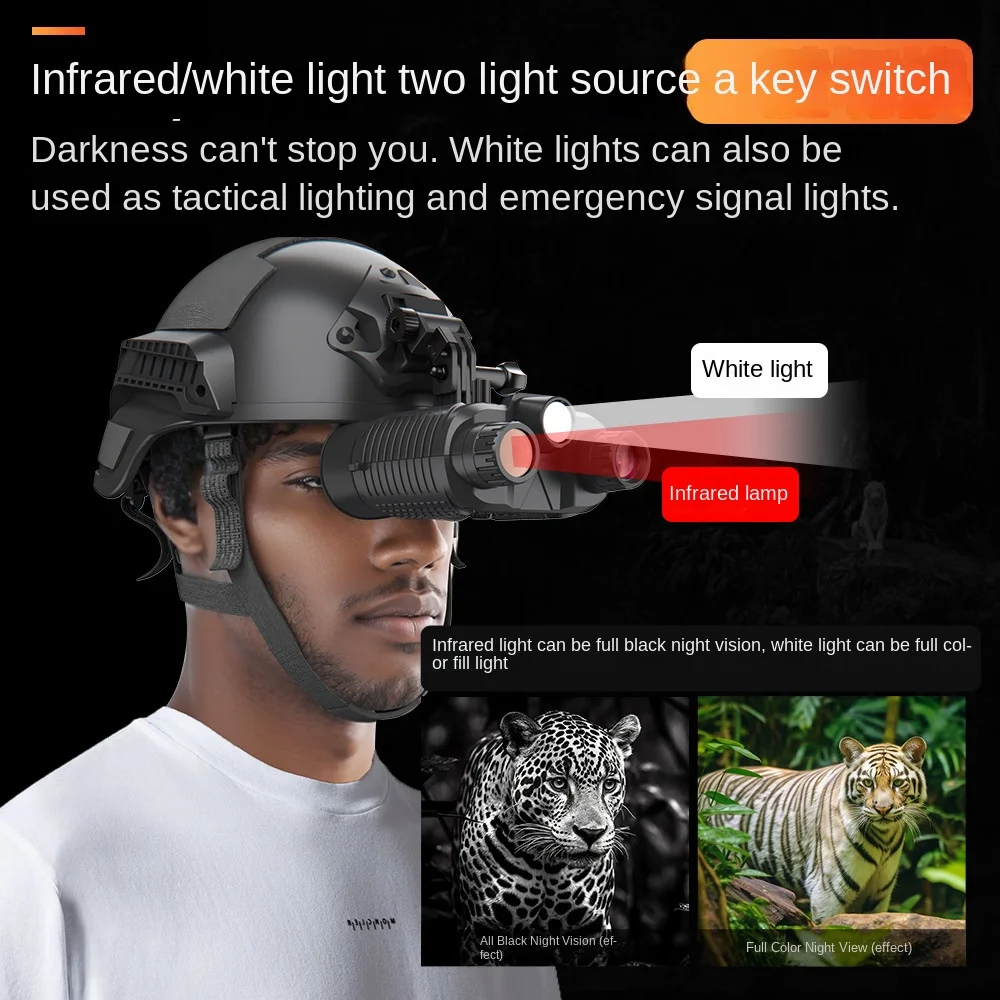 NV8161 IR/white Light Night Vision Device Head-mounted Night Vision Device Tactical Helmet Binocular Digital HD Telescope