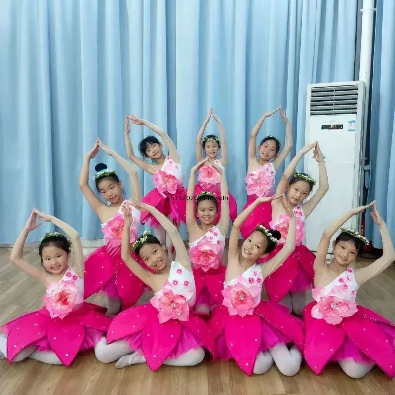 Costume de performance de parfum de magnolia pour enfants, fleurs de pêcher, danse d'ouverture nationale, style anni pour filles