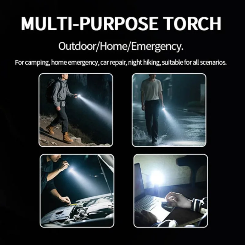 سبائك التيتانيوم مصباح يدوي صغير للتخييم في الهواء الطلق الصيد تنزه 120 التجويف عالية الكثافة مقاوم للماء قابلة للشحن EDC مصباح يدوي #5