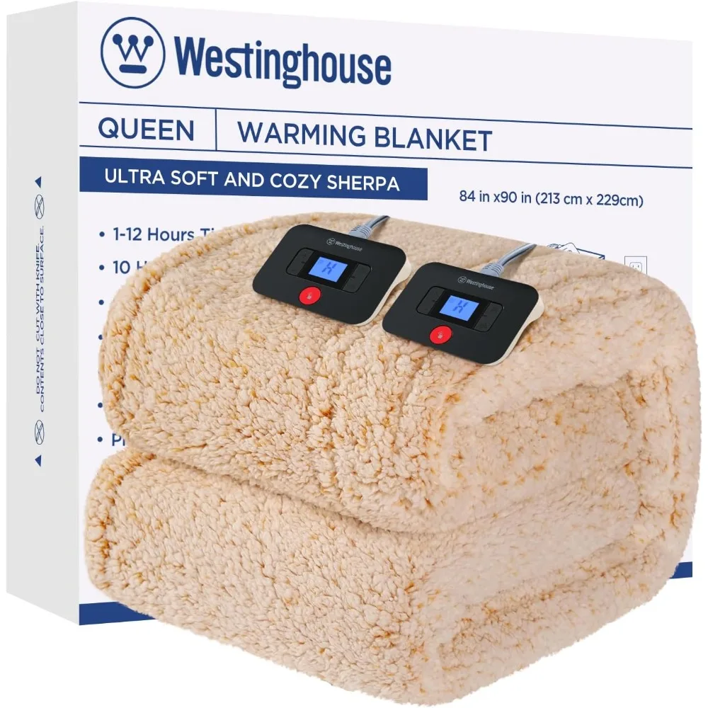 Heiz decke Queen-Size, weiche Plüsch Sherpa Heiz decke mit 10 Heiz stufen & 1-12 Stunden Auto-Off, Maschine