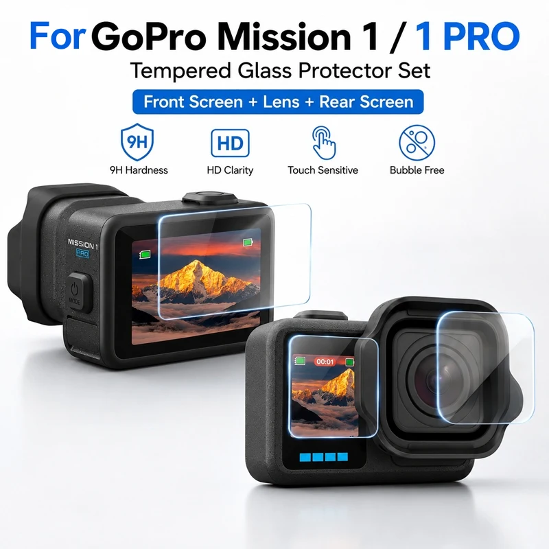 Displayschutzfolien aus gehärtetem Glas für GoPro MISSION 1/1 Pro Kameraobjektiv, Schutzfolien aus Glas, 9H Härte, vollständig abdeckende Folien ﻿ – Detail 4