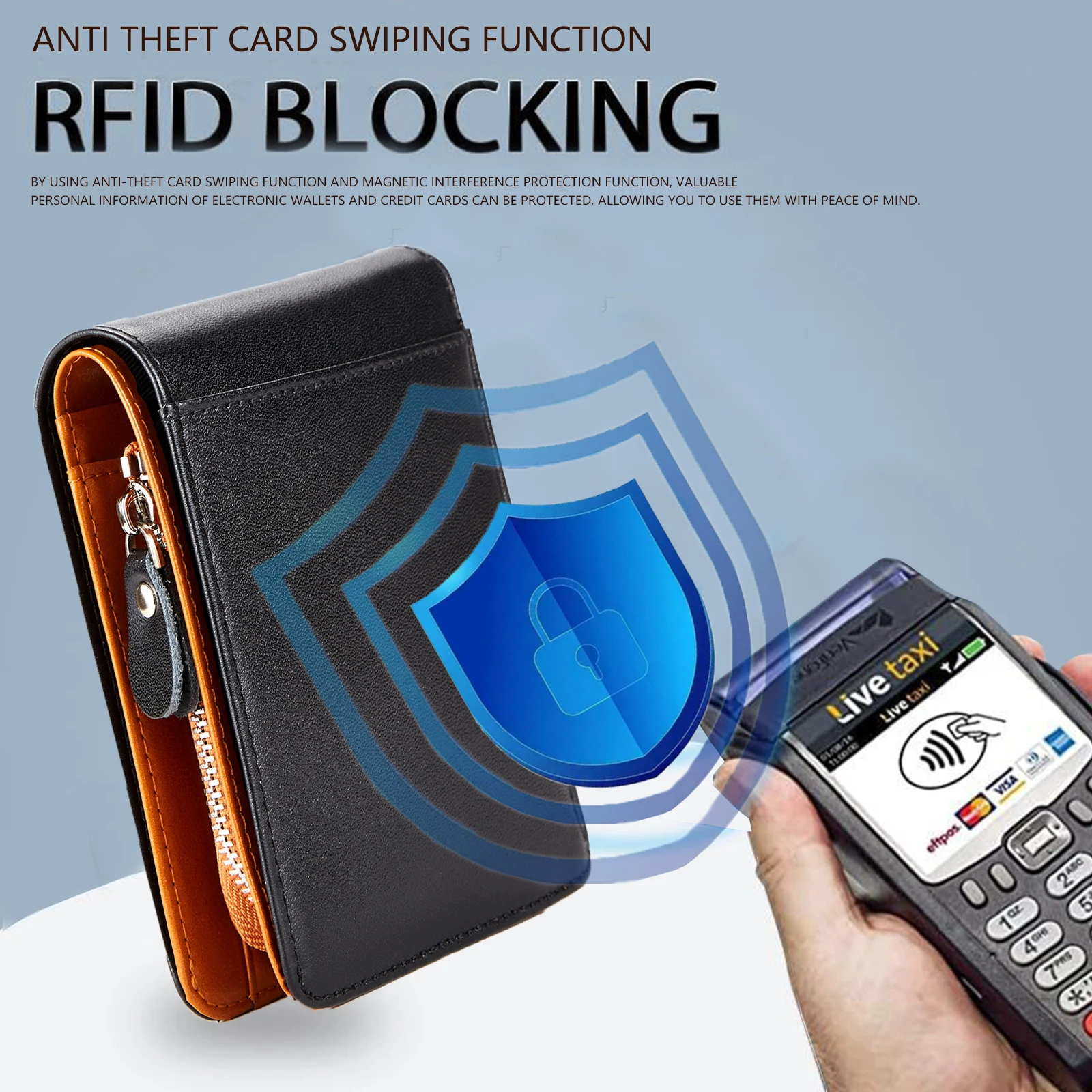 Dante Japanese Korea Popular Wallet for Men Top Cowhide Genuine Leather Anti-Theft Card Swiping Large Capacity Zipper Coin Purse